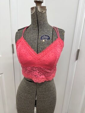Pink Lace Bralette Crop Top - Women Intimates